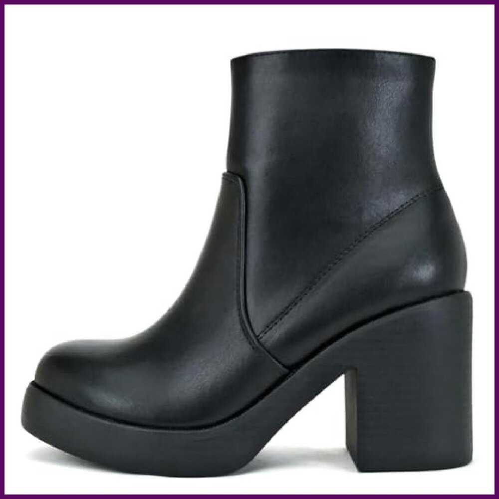 Squared Toe Chunky Platform Block Heel Ankle Boot… - image 2